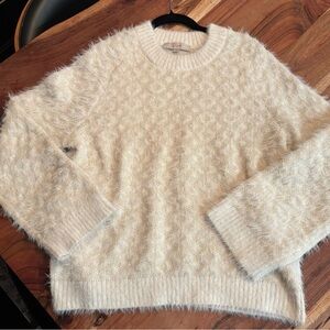 LOFT Soft Cream Fuzzy Crewneck Sweater